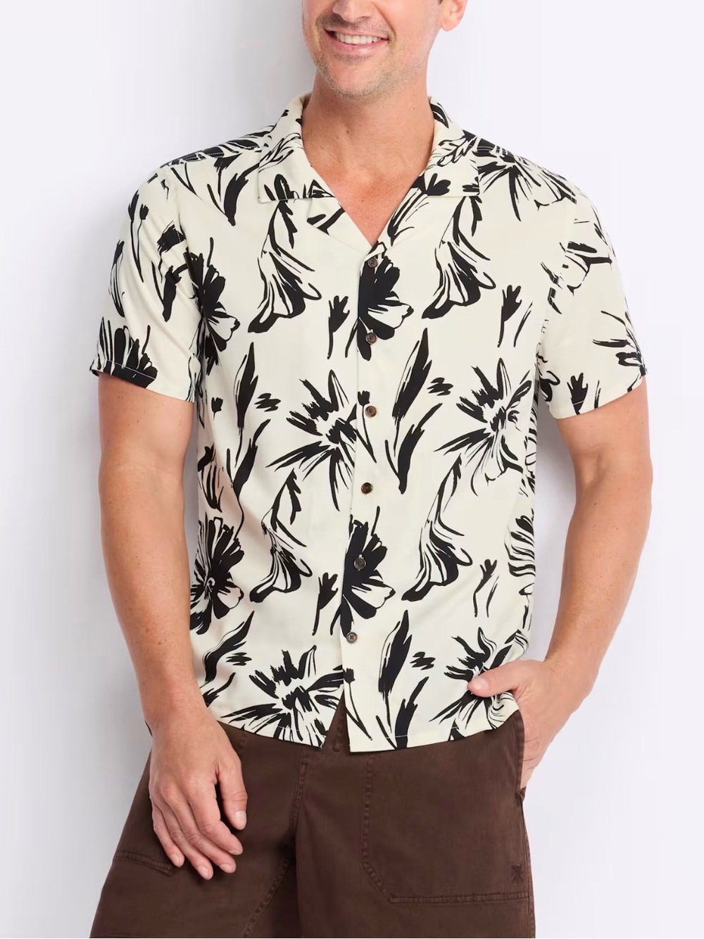 The Commons Printed Rayon Camp Shirt White Medium NWT STITCH FIX
